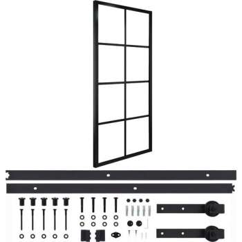 vidaXL Schuifdeur met hardware 76x205 cm aluminium en ESG-glas
