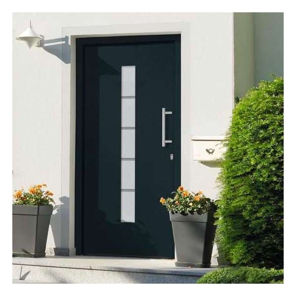 vidaXL Voordeur 100x200 cm aluminium en PVC antraciet vidaXL Voordeur 100x200 cm aluminium en PVC antraciet