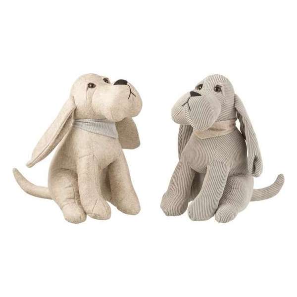 J-Line Deurstop Hond Imitatie Leder Beige/Grijs Assortiment Van 2 J-Line Deurstop Hond Imitatie Leder Beige/Grijs Assortiment Van 2
