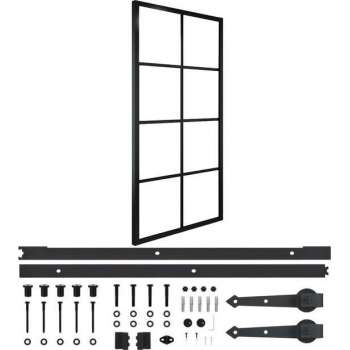 vidaXL Schuifdeur met hardware 90x205 cm aluminium en ESG-glas