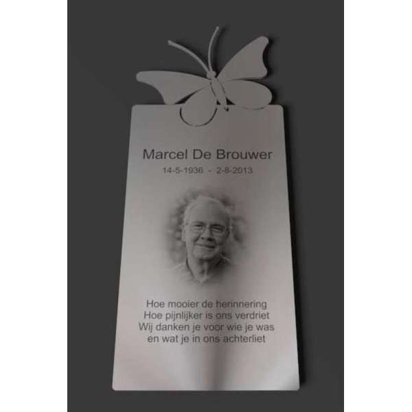 Gedenkplaat in rvs " Butterfly" Gedenkplaat in rvs " Butterfly"