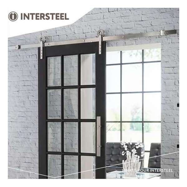 Intersteel Schuifdeursysteem Modern rvs geborsteld Intersteel Schuifdeursysteem Modern rvs geborsteld