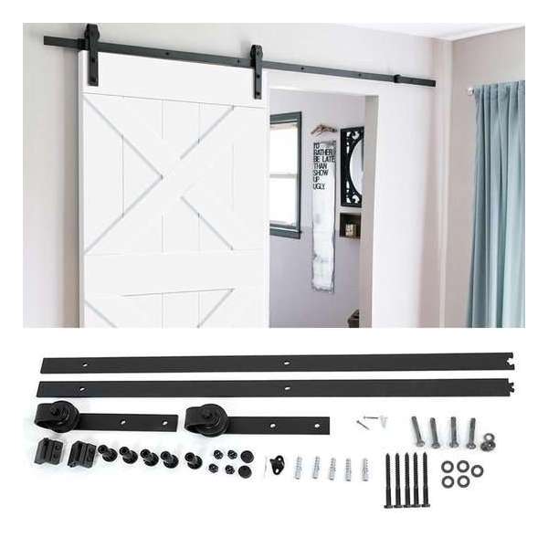200cm Schuur Rail Track Set Houten Schuifdeur Hardware Stalen Schuifdeur Systeem Schuif Kit 6.6FT 200cm Schuur Rail Track Set Houten Schuifdeur Hardware Stalen Schuifdeur Systeem Schuif Kit 6.6FT