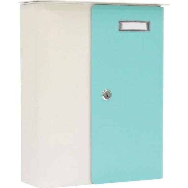Rottner Brievenbus Splashy Wit met Turquoise Deur|35,7x29,5x10cm Rottner Brievenbus Splashy Wit met Turquoise Deur|35,7x29,5x10cm