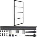 vidaXL Schuifdeur met hardware 90x205 cm aluminium en ESG-glas