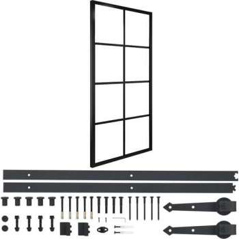 vidaXL Schuifdeur met hardware 90x205 cm aluminium en ESG-glas
