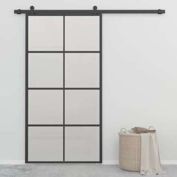 vidaXL Schuifdeur 102,5x205 cm aluminium en ESG-glas zwart