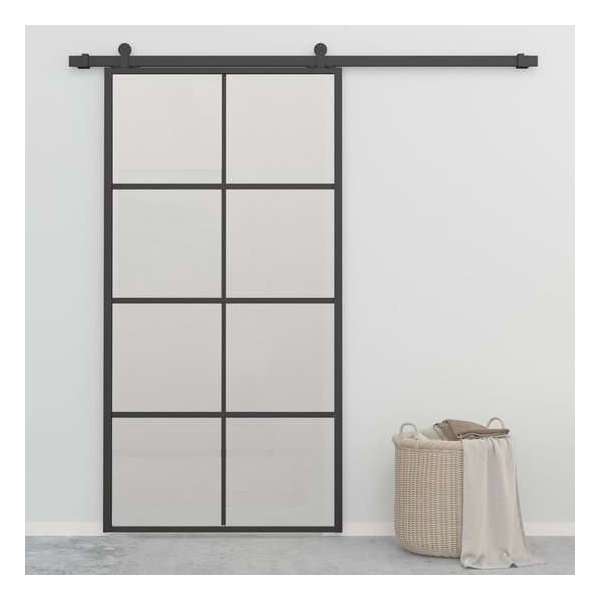 vidaXL Schuifdeur 102,5x205 cm aluminium en ESG-glas zwart