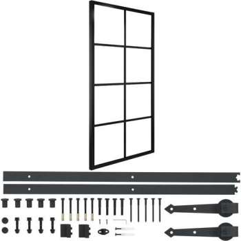 vidaXL Schuifdeur met hardware 102,5x205 cm aluminium en ESG-glas