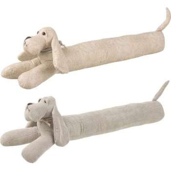 J-Line Deurstop Hond Imitatie Leder Beige/Grijs Assortiment Van 2