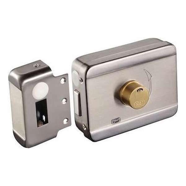 YLI ABK-703B-S elektrisch gemotoriseerd zelfsluitend RVS oplegslot met LED, signaal uitgang en dubbele cylinder YLI ABK-703B-S elektrisch gemotoriseerd zelfsluitend RVS oplegslot met LED, signaal uitgang en dubbele cylinder