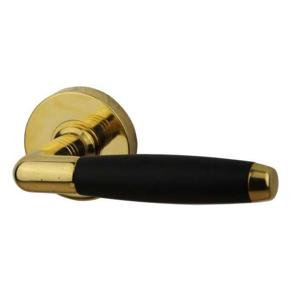 XM109E/00 Deurkruk Ton met XR65/00 rond rozet met verdek Messing-ongelakt/ebben XM109E/00 Deurkruk Ton met XR65/00 rond rozet met verdek Messing-ongelakt/ebben
