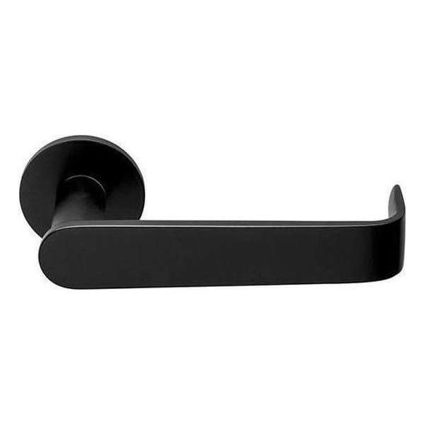 deurkruk LUCE geveerd rond 4mm rozet+slpl mat zwart /paar deurkruk LUCE geveerd rond 4mm rozet+slpl mat zwart /paar