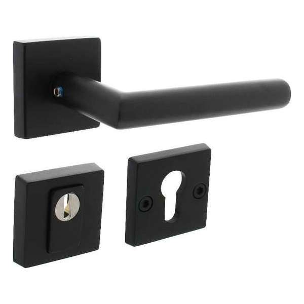 Intersteel Set achterdeurbeslag vierkant SKG*** met kerntrekbeveiliging rvs zwart Intersteel Set achterdeurbeslag vierkant SKG*** met kerntrekbeveiliging rvs zwart