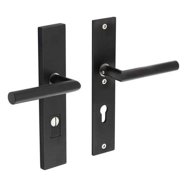 Intersteel Veiligheidsbeslag rechthoekig met kerntrekbeveiliging profielcilindergat mat zwart 55 mm achterdeurbeslag Intersteel Veiligheidsbeslag rechthoekig met kerntrekbeveiliging profielcilindergat mat zwart 55 mm achterdeurbeslag