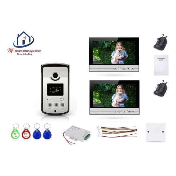 Home-Locking videofoon met 2 binnen 9" panelen en elektro box 12VDC voor aansluiting elektrisch slot.DT-2225-1E-2