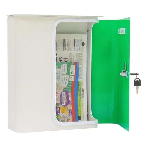 Rottner Brievenbus Splashy Wit met Neon Groene Deur|35,7x29,5x10cm Rottner Brievenbus Splashy Wit met Neon Groene Deur|35,7x29,5x10cm
