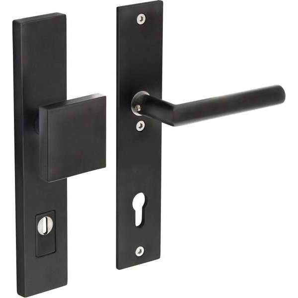 Intersteel Veiligheidsbeslag SKG*** met kerntrekbeveiliging profielcilindergat 92 mm mat zwart rechthoekig voordeurbeslag Intersteel Veiligheidsbeslag SKG*** met kerntrekbeveiliging profielcilindergat 92 mm mat zwart rechthoekig voordeurbeslag