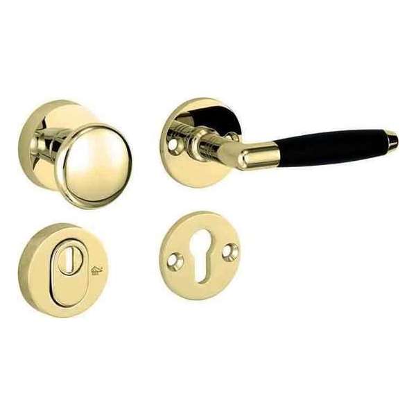 ODB SKG3 knop/kruk op rozet rechts Ton ebben/Elegant m/ KTB messing ongelakt ODB SKG3 knop/kruk op rozet rechts Ton ebben/Elegant m/ KTB messing ongelakt