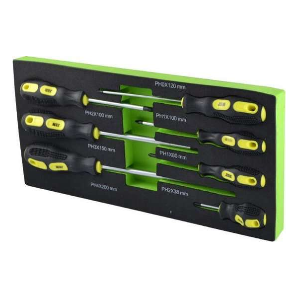 JBM Tools | Set van 7 kruiskop schroevendraaiers | Toevoeging gereedschapskar JBM Tools | Set van 7 kruiskop schroevendraaiers | Toevoeging gereedschapskar