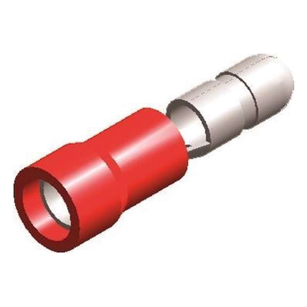 Half-geïsoleerde kabelschoen man - 4 mm - rood - 10 stuks Half-geïsoleerde kabelschoen man - 4 mm - rood - 10 stuks