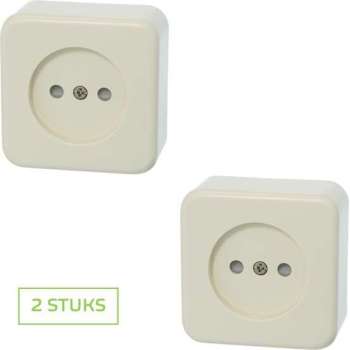 GAMMA enkelvoudig stopcontact | serie Andes | opbouw | zonder randaarde | kinderbeveiliging | creme | DUOPACK 2 STUKS