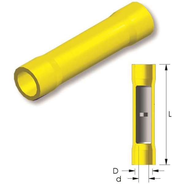 PVC doorverbinder Geel 5st - Kabelschoen - AMP connector PVC doorverbinder Geel 5st - Kabelschoen - AMP connector
