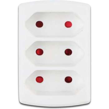Stekker - Aigi Vonkya - 3680W - 3 Stopcontacten - Mat Wit - Kunststof | Nederland - BES LED