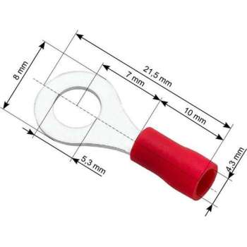 Ringkabelschoen Rood 5.3-8.0 mm - Gat diameter 4,3 mm - M5 - 100 Stuks