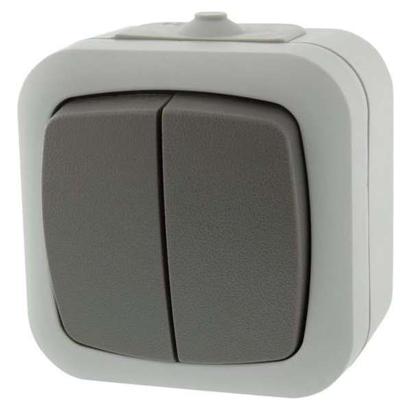 Q-Link Serieschakelaar voor Buiten - Schakelaar Ronde Hoeken - Opbouw - IP54 Spatwaterdicht - Grijs Q-Link Serieschakelaar voor Buiten - Schakelaar Ronde Hoeken - Opbouw - IP54 Spatwaterdicht - Grijs