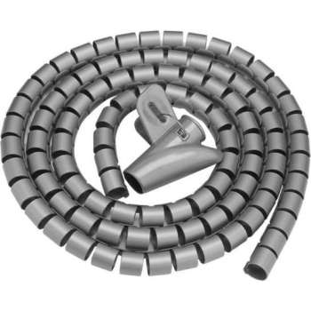 Allteq - Spiraalband - Kabelslang -  Met doorvoerhulp - Kabels wegwerken - 2 meter - Grijs