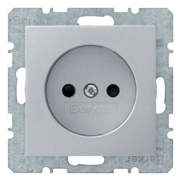Berker B.1/B.3/B.7 Enkel Stopcontact v.v. kinderbeveiliging Aluminium Berker B.1/B.3/B.7 Enkel Stopcontact v.v. kinderbeveiliging Aluminium