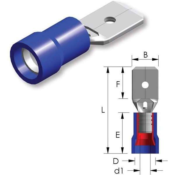 PVC vlaksteker 2,8x0,8 mm Blauw - 1,5 ~ 2,5 mm² - Kabelschoen - AMP connector PVC vlaksteker 2,8x0,8 mm Blauw - 1,5 ~ 2,5 mm² - Kabelschoen - AMP connector
