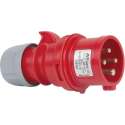 Mete - CEE male 4 polig 6H 16A IP44 kracht - rood - stekker 380-415VAC