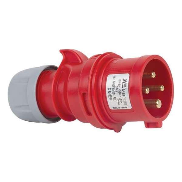 Mete - CEE male 4 polig 6H 16A IP44 kracht - rood - stekker 380-415VAC Mete - CEE male 4 polig 6H 16A IP44 kracht - rood - stekker 380-415VAC