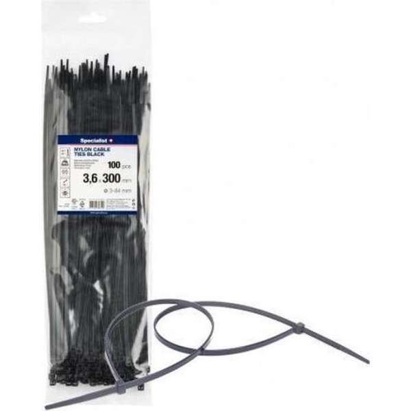 Kabelbinders Zwart, Tiewraps 4,6mm x 250mm x 100 stuks Kabelbinders Zwart, Tiewraps 4,6mm x 250mm x 100 stuks