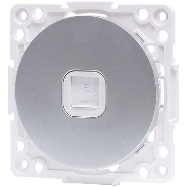 Telefoon Stopcontact - Wandcontactdoos - Igan Jura - Inbouw - Rond - Kunststof - 1-voudig RJ11 - Zilver Telefoon Stopcontact - Wandcontactdoos - Igan Jura - Inbouw - Rond - Kunststof - 1-voudig RJ11 - Zilver