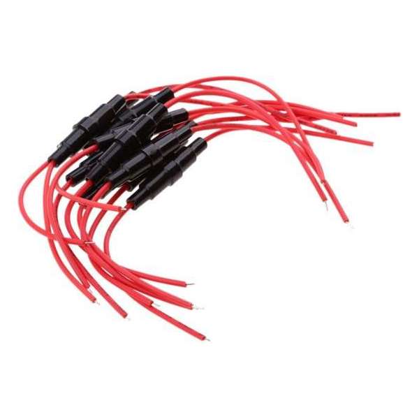Inline glas zekering houder - 10 stuks | 5X20mm | 22 awg | 12v tot 250v Inline glas zekering houder - 10 stuks | 5X20mm | 22 awg | 12v tot 250v