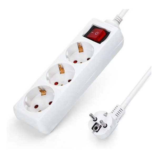 Aigostar 20FGN Stekkerdoos - Met penaarde - Verlengsnoer - Verlengkabel - 3-voudig - 3 meter - Wit Aigostar 20FGN Stekkerdoos - Met penaarde - Verlengsnoer - Verlengkabel - 3-voudig - 3 meter - Wit