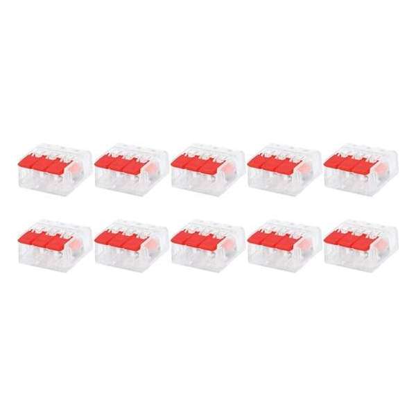 Lasklem Slim Set 10 Stuks - 3 Polig met Klemmetjes - Rood Lasklem Slim Set 10 Stuks - 3 Polig met Klemmetjes - Rood