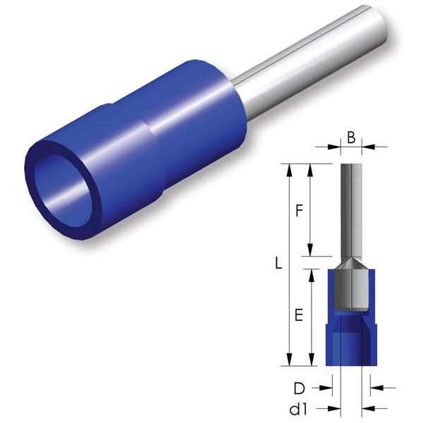 Nylon draadpen Blauw 25st - Kabelschoen - AMP connector Nylon draadpen Blauw 25st - Kabelschoen - AMP connector
