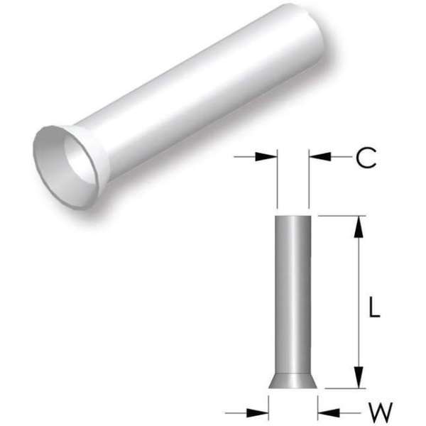 Tirex ongeïsoleerde adereindhulzen - 100 stuks - 0,5 mm² Tirex ongeïsoleerde adereindhulzen - 100 stuks - 0,5 mm²