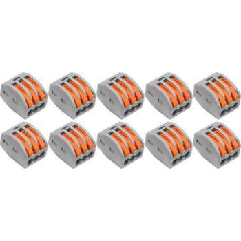 Lasklem Set 10 Stuks - 3 Polig met Klemmetjes - Grijs/Oranje - BSE