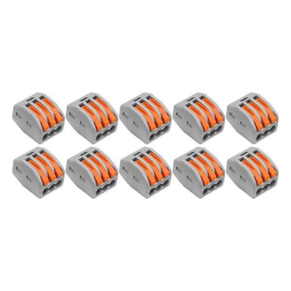 Lasklem Set 10 Stuks - 3 Polig met Klemmetjes - Grijs/Oranje - BSE