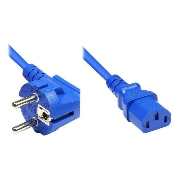 EECONN Apparaatsnoer met rechte C13 plug en haakse stekker - 3x 0,75mm / blauw - 0,50 meter