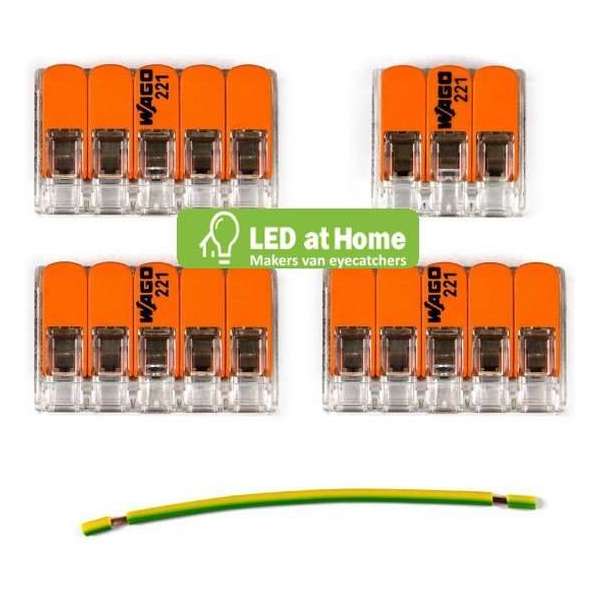 LEDatHOME - WAGO connector kit compatibel met 3x kabel voor 4 gats plafondkap LEDatHOME - WAGO connector kit compatibel met 3x kabel voor 4 gats plafondkap