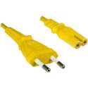 DINIC stroomkabel met rechte C7 plug en rechte stekker - 2x 0,75mm / geel - 1,8 meter