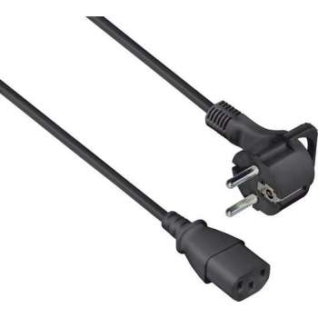 Transmedia Apparaatsnoer met rechte C13 plug en platte stekker - 3x 1,00mm / zwart - 2,5 meter