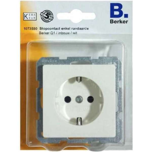 BERKER Q1 stopcontact enkel met randaarde, inbouw | WIT BERKER Q1 stopcontact enkel met randaarde, inbouw | WIT