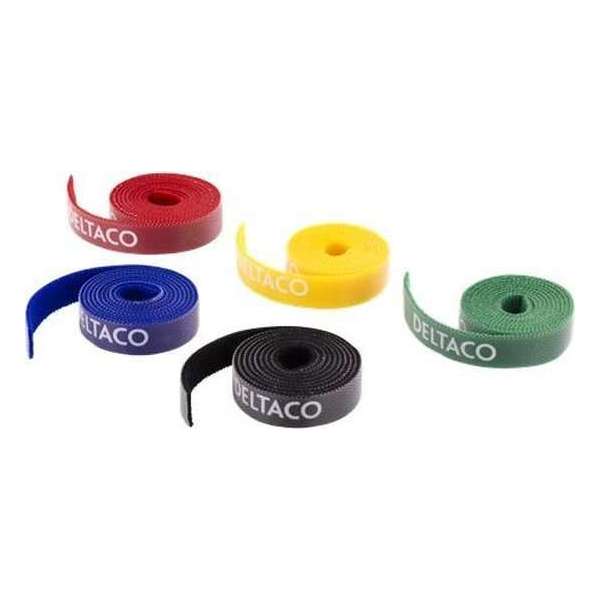 DELTACO CM01, Kabelbinder set, klittenband in verschillende kleuren 5-pak DELTACO CM01, Kabelbinder set, klittenband in verschillende kleuren 5-pak